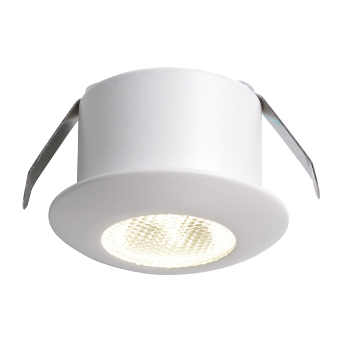 Incasso LED ASSO rotondo in alluminio bianco 1W con luce BLU