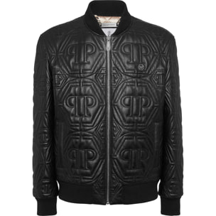 PHILIPP PLEIN Bomber de cuero MONOGRAM