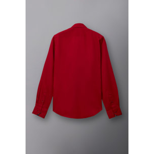 Camicia Uomo 1 Bottone Button Down Slim Satin Unito Rosso