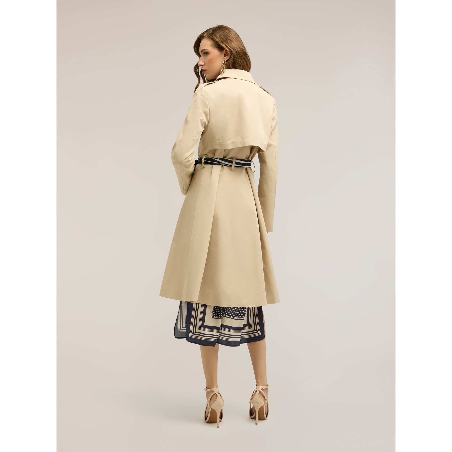 Motivi - Trench en drill de mezcla de algodón con doble cinturón - Beige