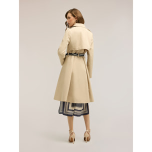 Motivi - Trench en drill de mezcla de algodón con doble cinturón - Beige