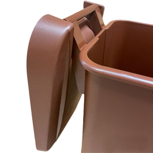 Contenedor - cubo de basura wellhome reciclo 110 litros,color marrón cerrado con tapa, ideal para reciclaje de residuos orgánicos, con ruedas