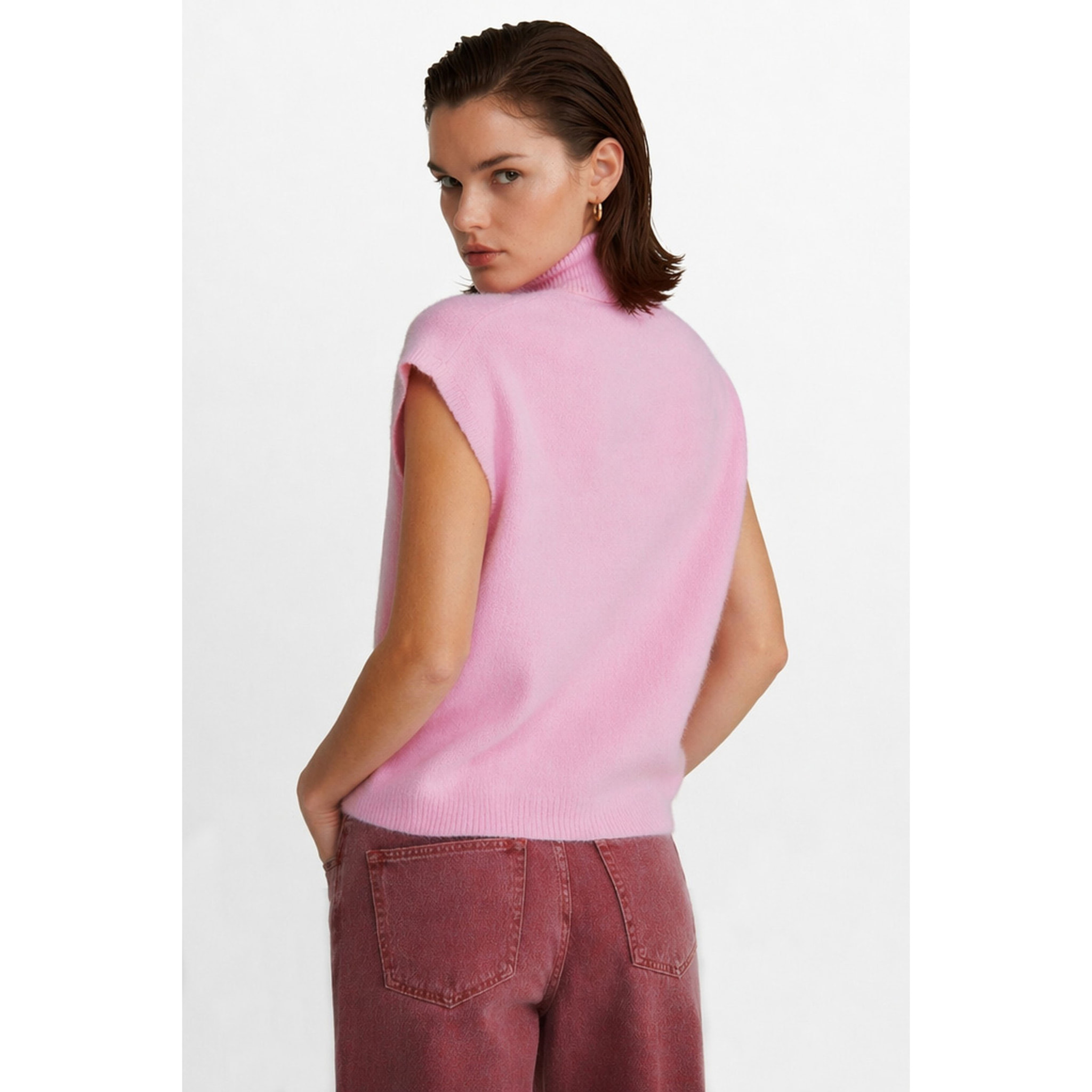 Kocca - Maglia dolcevita da donna senza maniche con spilla Donna