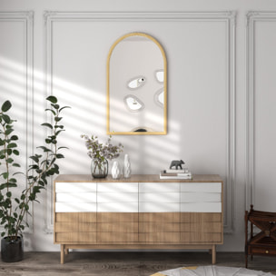 Miroir mural arche bois 110 x 65 cm clair naturel