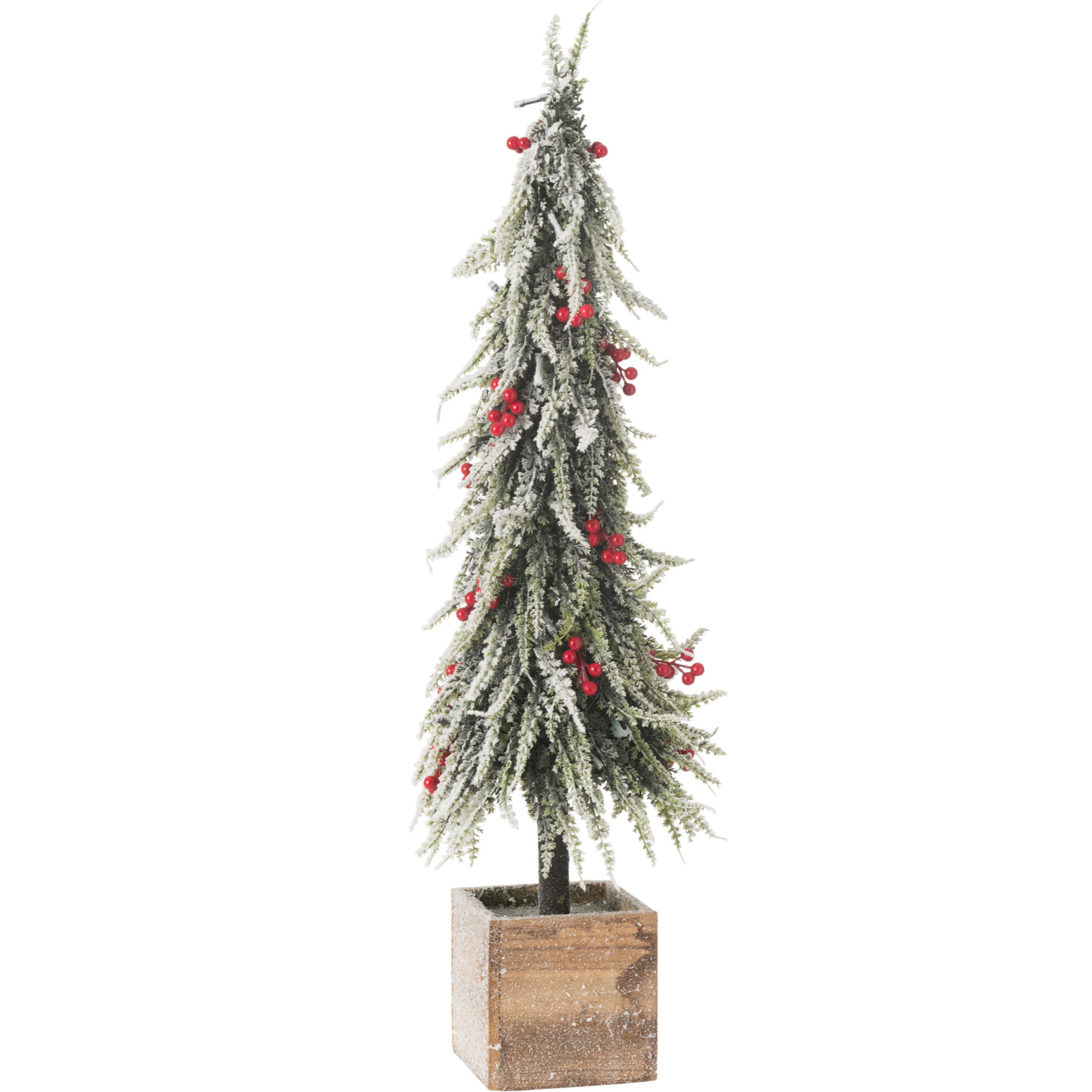 J-Line décoration sapin De Noël - plastique - neige - vert/rouge - large - LED