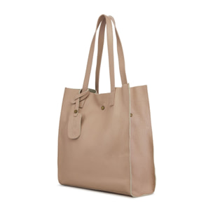 Borse Donna colore Beige-in pelle Made in Italy 33x38x15cm