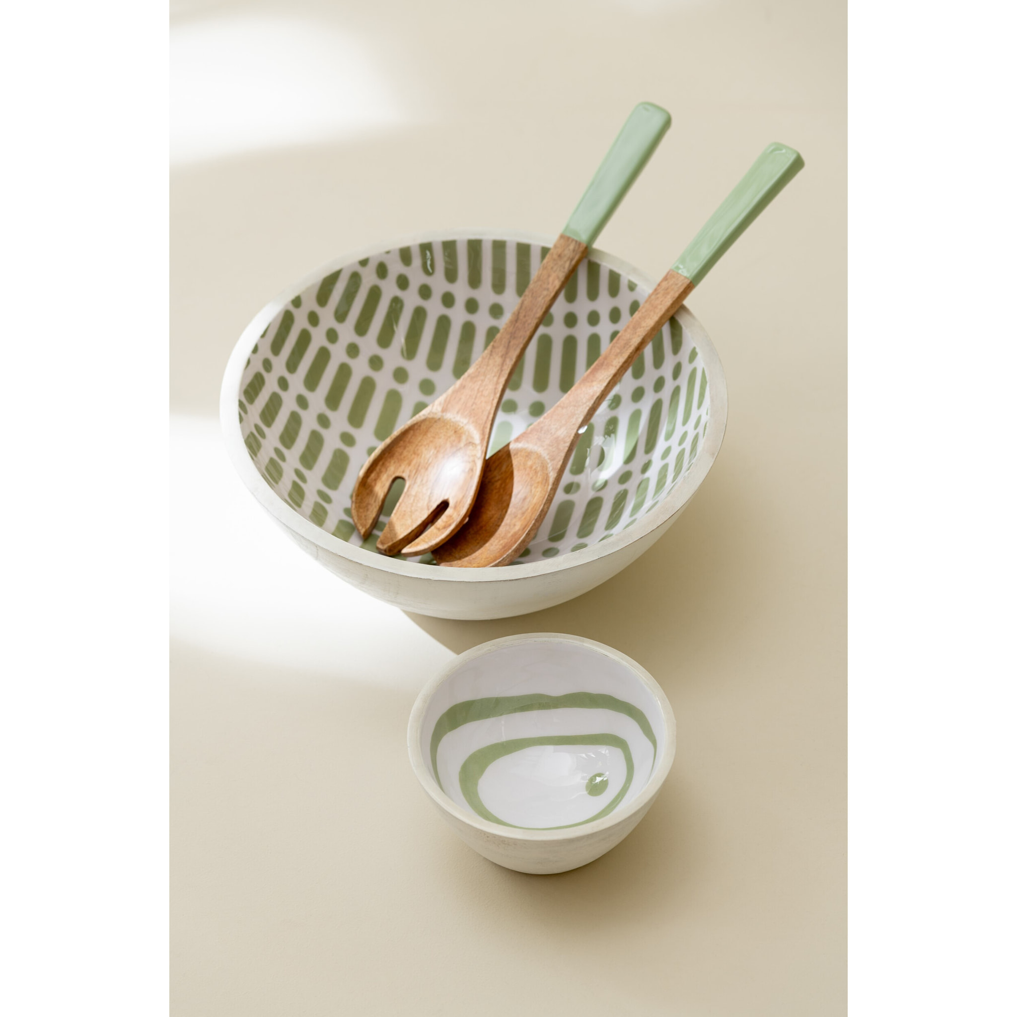 J-Line bol - bois - vert/blanc - small - 2 pcs