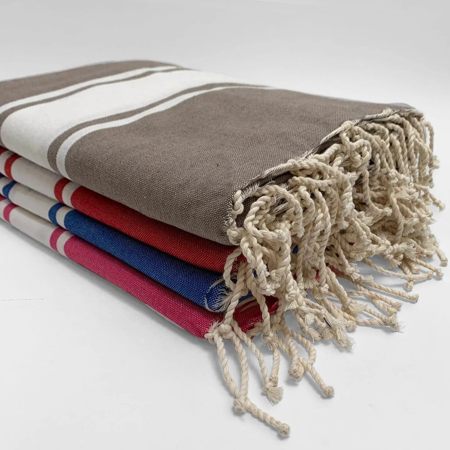 Fouta plate traditionnelle L - Kozo Rouge - 100x200 cm - 190g/m²