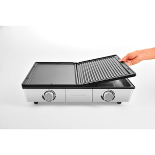 Plancha électrique RIVIERA ET BAR PRO QPL800 inox 2 brûleurs à poser, 48x38 cm
