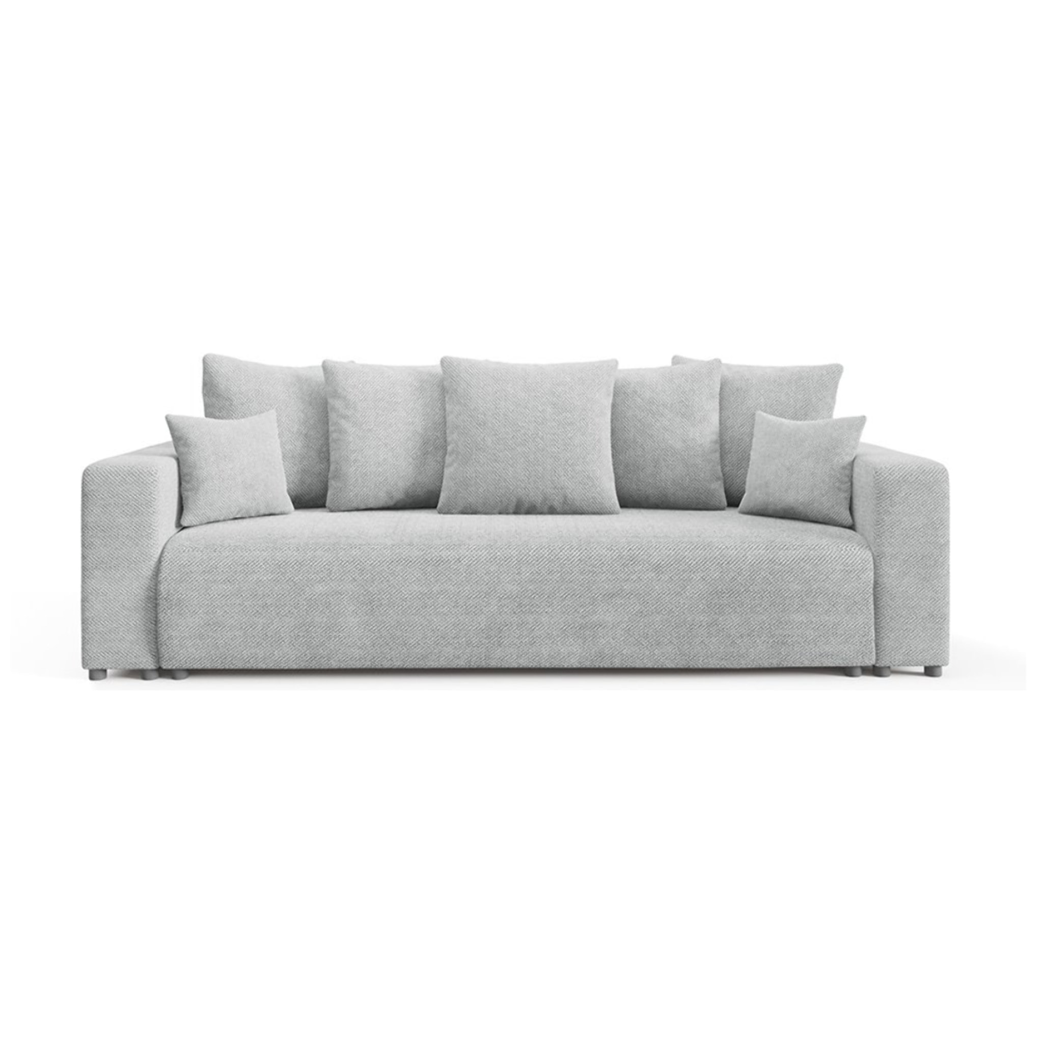GLORIA - Canapé droit convertible 3 places en tissu gris