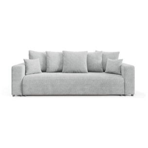GLORIA - Canapé droit convertible 3 places en tissu gris