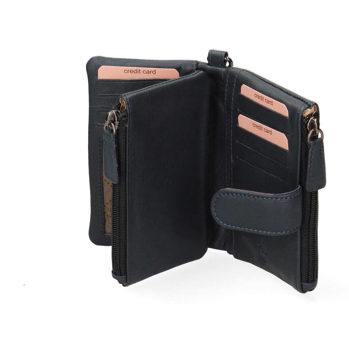 Portafoglio donna in vera pelle - Modello False - Casual - 13.5 x 10.0 x 3.0 cm