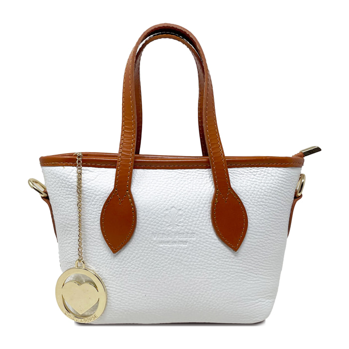 Chicca Borse - Borsa a Mano Donna in Vera Pelle - Colore Bianco