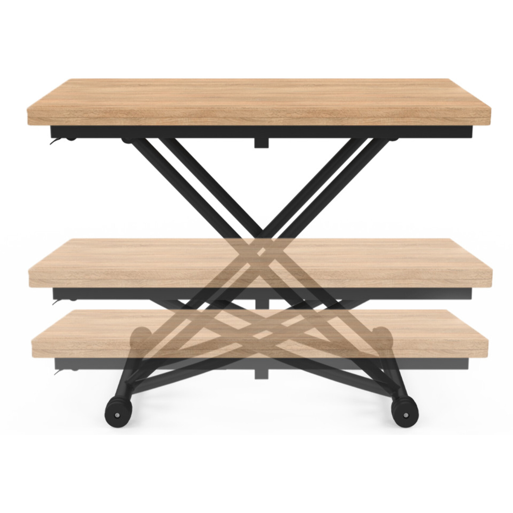 Table basse dinatoire Tribeca hauteur ajustable effet bois