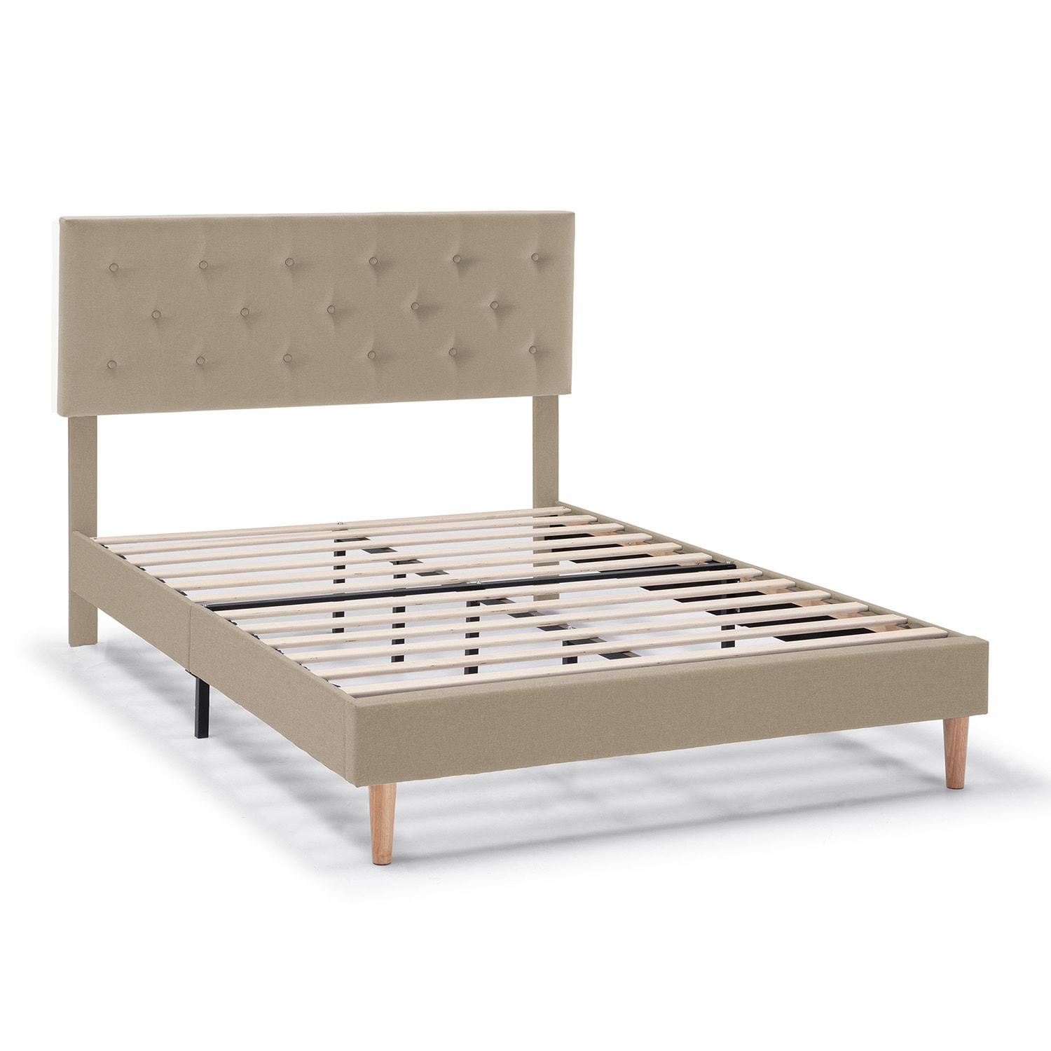 Estructura de cama tapizada Rosi de 30 cm Beige