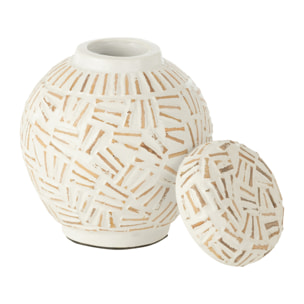 J-Line Pot Avec Couvercle Lauwra Terracotta Blanc Small