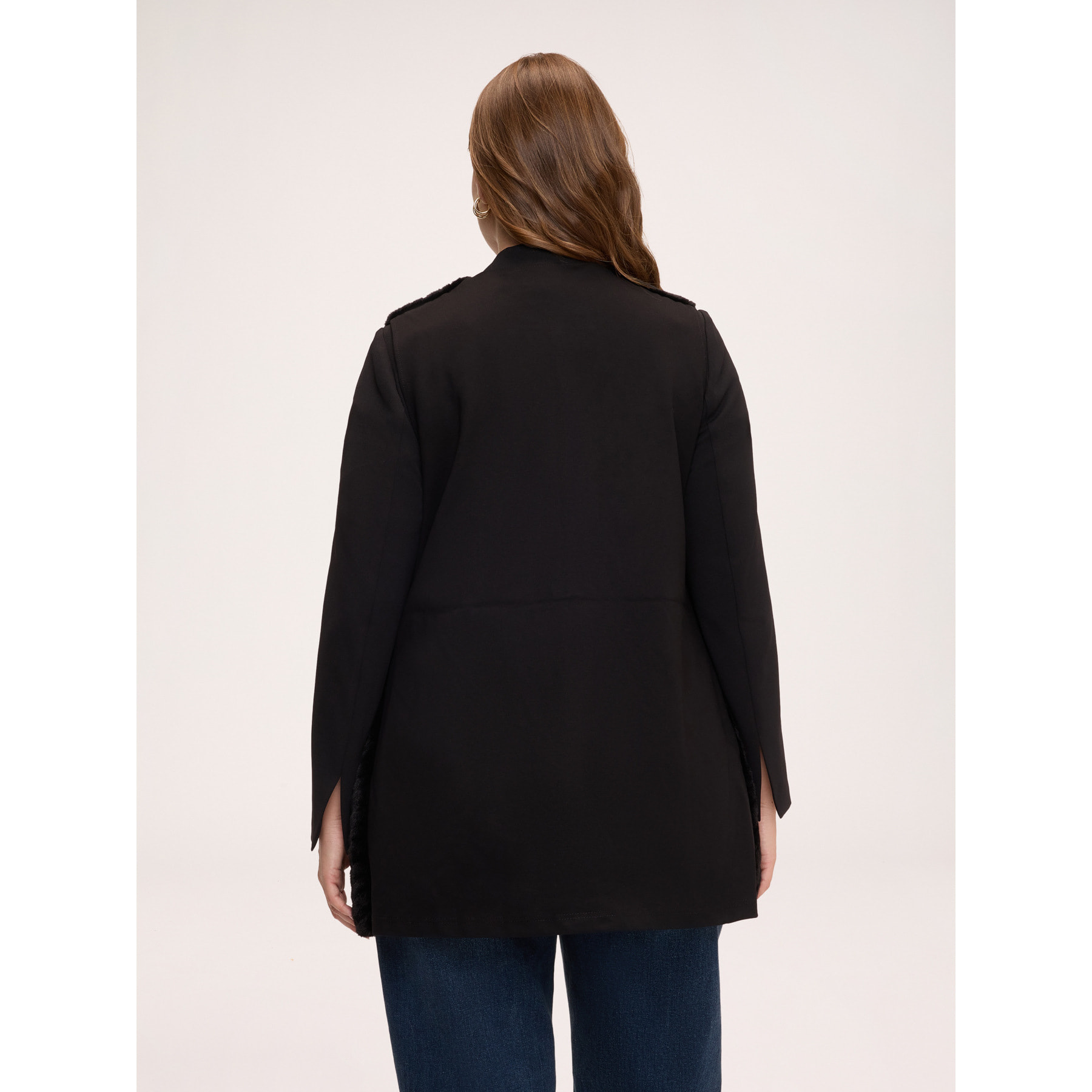 Fiorella Rubino - Gilet lungo in peluches - Nero