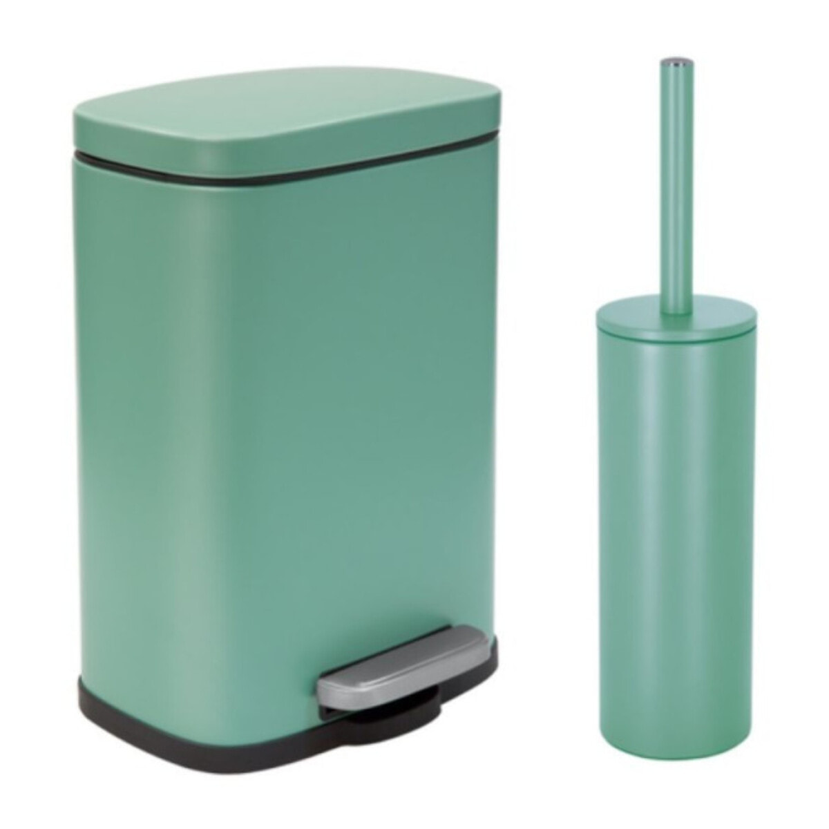 Set Poubelle à  pédale 5L & Brosse Wc AKIRA Vert mat Spirella