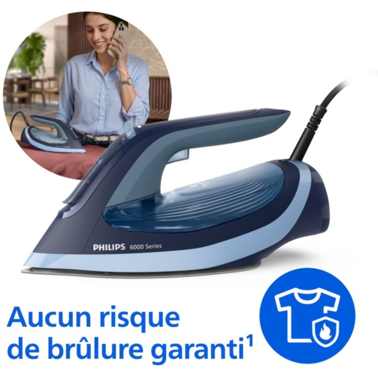 Fer à repasser PHILIPS DST6120/20 fer à vapeur Série 6000 Bleu/Noir, 2600W