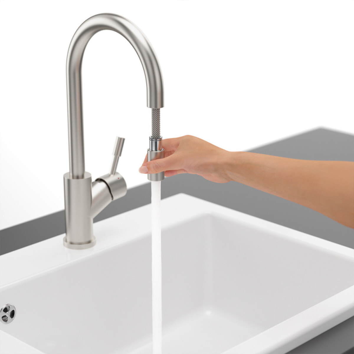 Robinet cuisine Umbrella flex + Distributeur de savon Acier massif