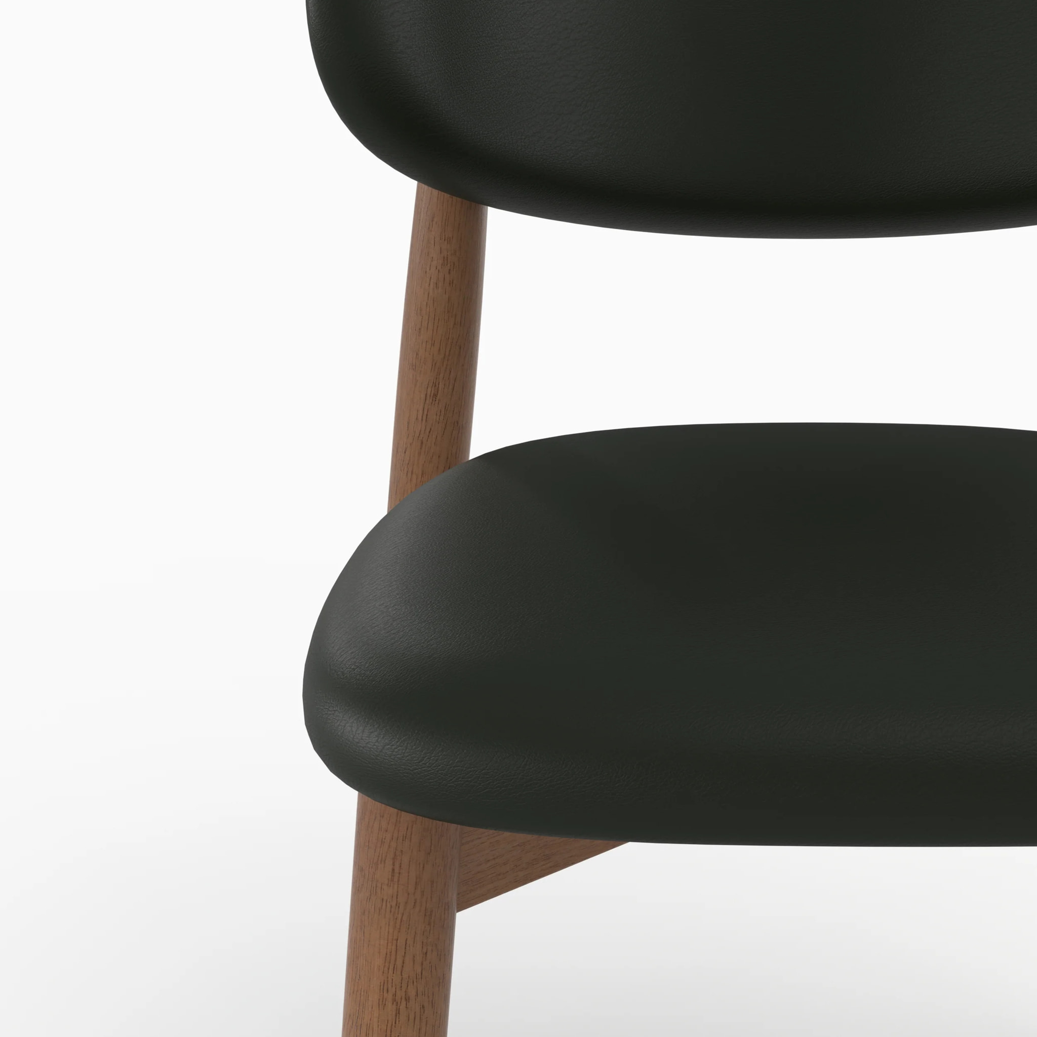 Lot de 2 chaises en cuir synthétique noir et bois d'hévéa foncé - Yuna
