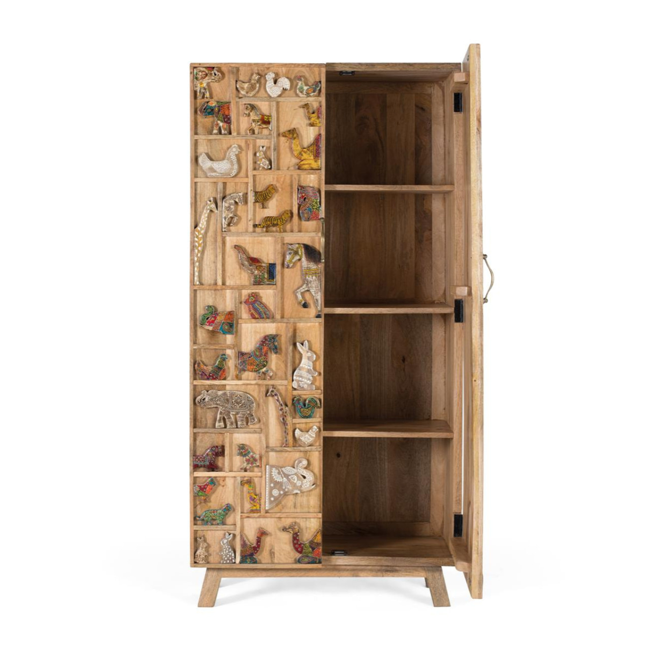 Armario de Madera de Mango 90 Cm Estilo Rústico Vintage