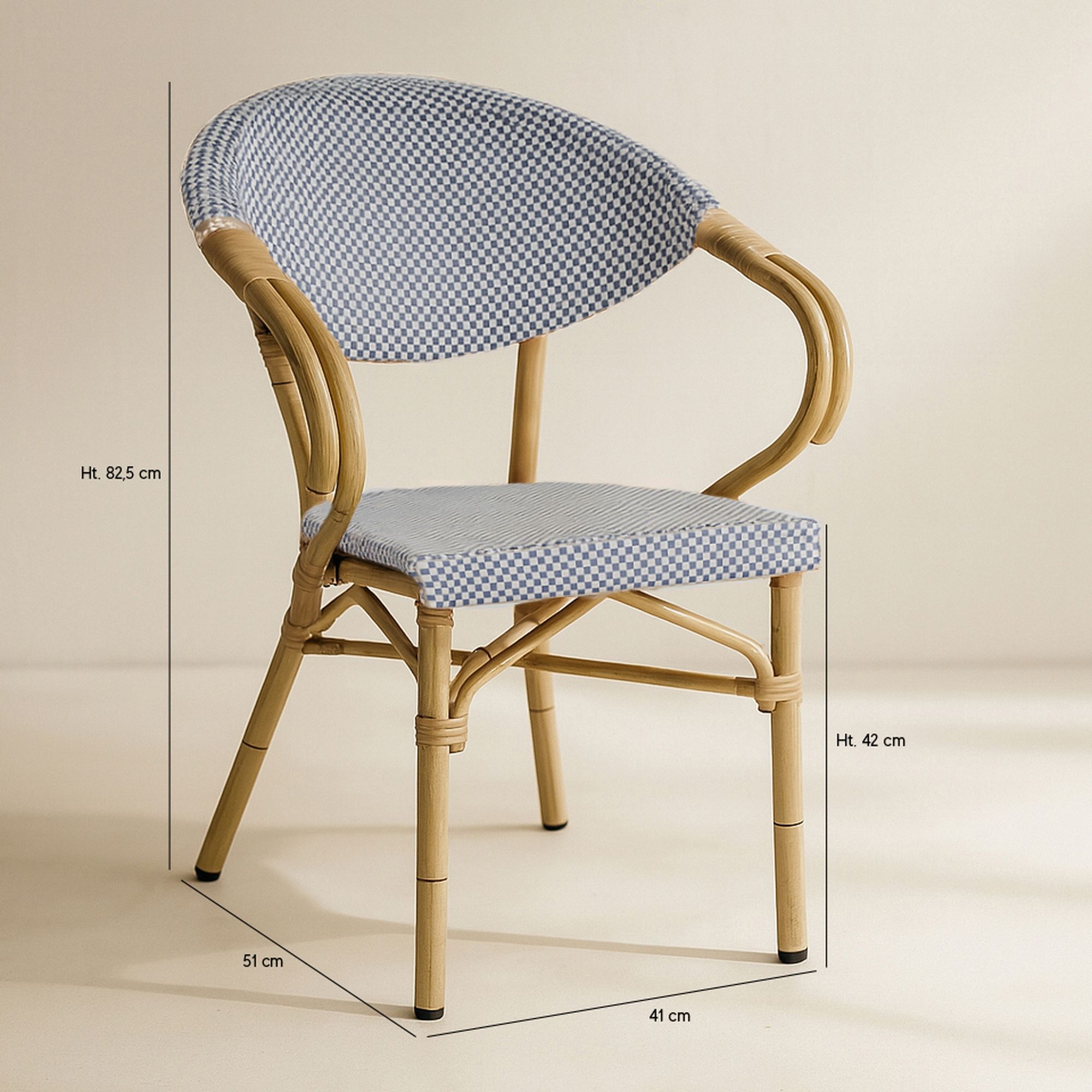 Lot de 2 fauteuils de table en textilène bleu AMALFI