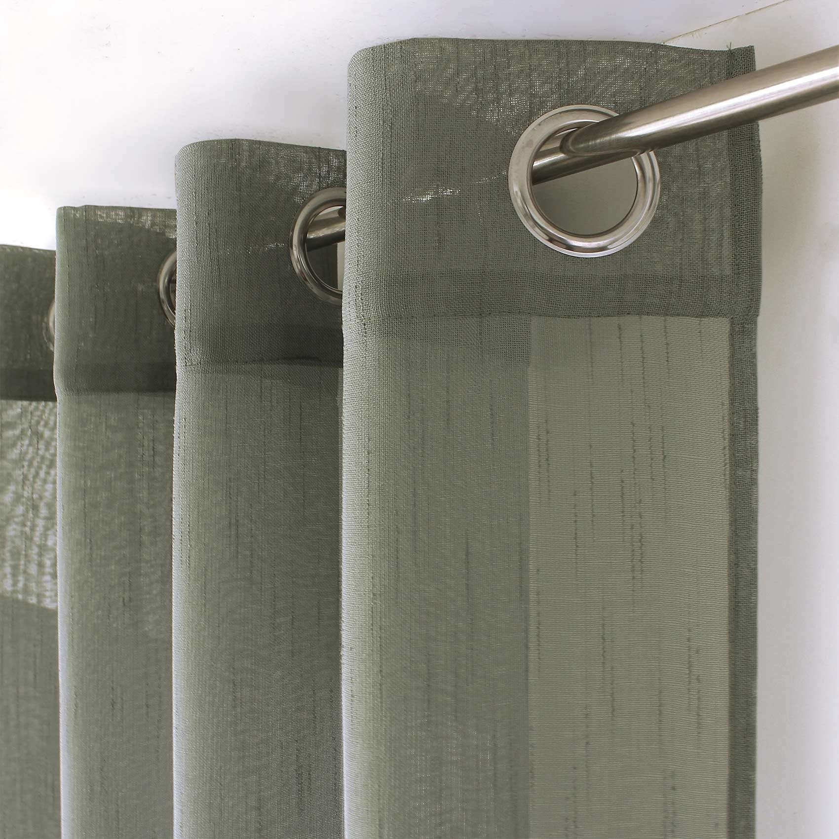 Voilage bohème à bandes ajourées - Sauge