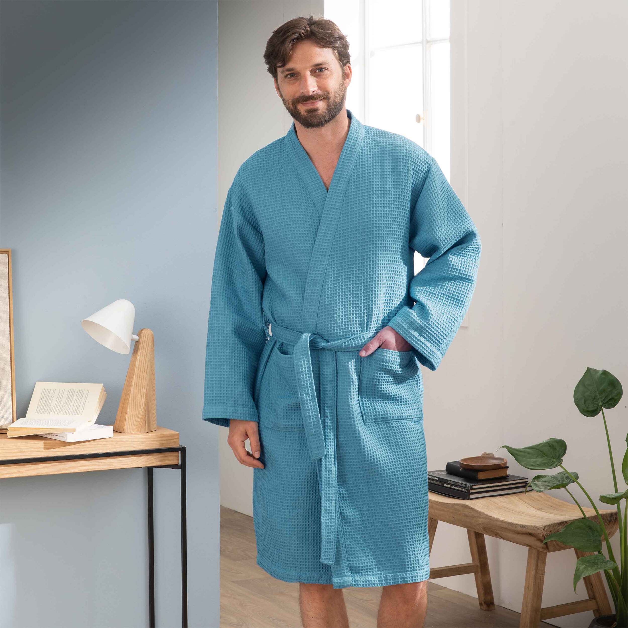 Peignoir col châle, éponge 280g/m² nid d'abeille
