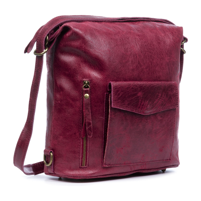 Irene Bolso de hombro Mujer.Piel auténtica Gamuza Lavado a la Piedra