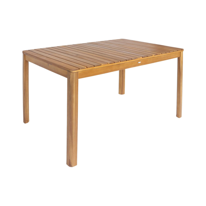 Table de jardin SENORA acacia naturel avec coins arrondis. 6 places. 120 x 80 x 75 cm