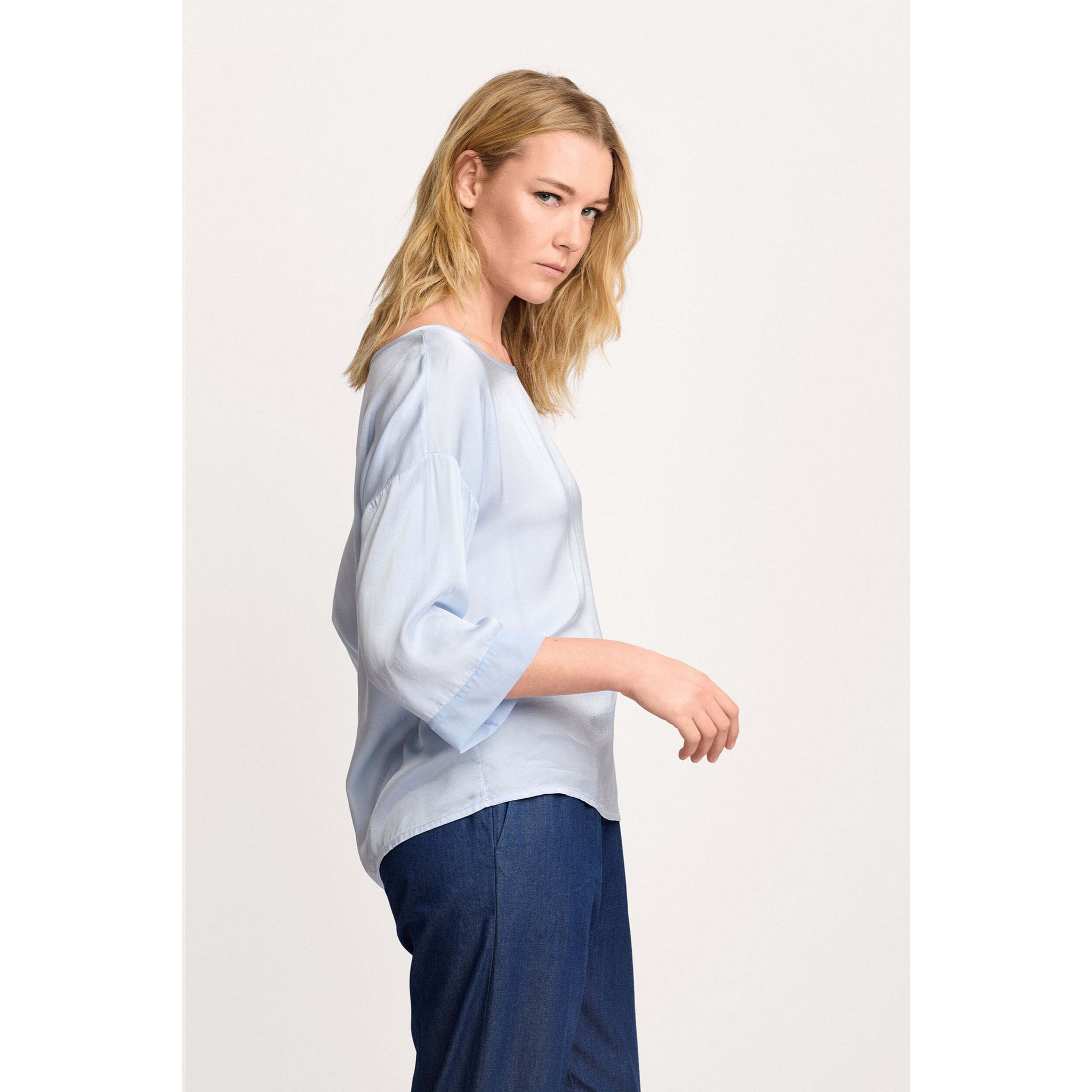 Kocca - Blusa a maniche lunghe in viscosa Donna, Tinta unita, Girocollo