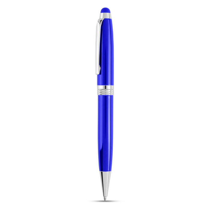 Penna a sfera Hasten con meccanismo a rotazione e corpo in metallo. Cartuccia d'inchiostro blu Jumbo.
