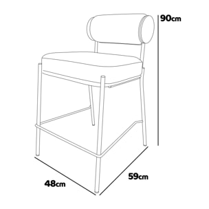 Sapporo - Set di 2 sgabelli di design in metallo e velluto a coste