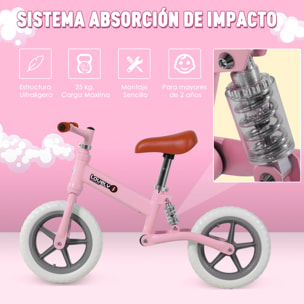 Bicicleta de Equilibrio Sin Pedales Rosa