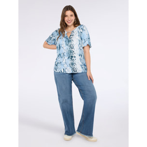 Fiorella Rubino - Blusa con estampado de reptil - Light - blue