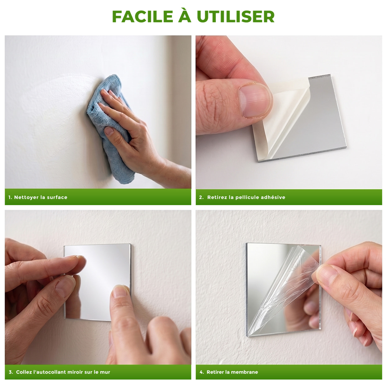 Pack de 100 stickers miroirs mosaïques 2 x 2 cm