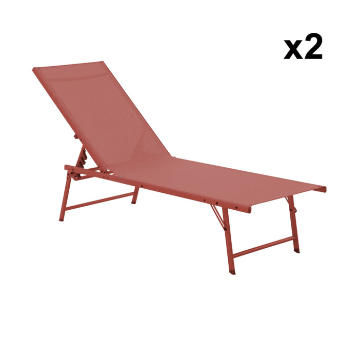 Bain de soleil acier textilène multi positions (lot de 2) TROPEA