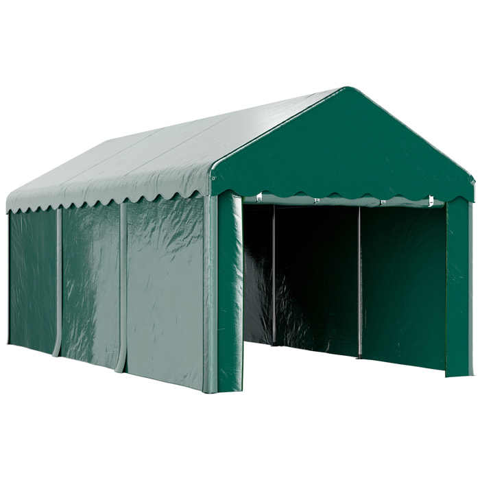 Carport tente de garage 3 x 6 m abri voiture exterieur avec 2 portes enroulables PE vert