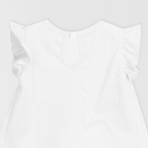 Camiseta Sin Mangas Con Volantes Blanco Talla 3 Meses