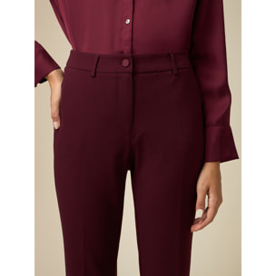 Oltre - Pantaloni in tessuto scuba crêpe - Bordeaux