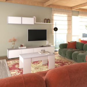 Mesa de centro elevable Vita Blanco Artik (Blanco Mate) - Gris Cemento