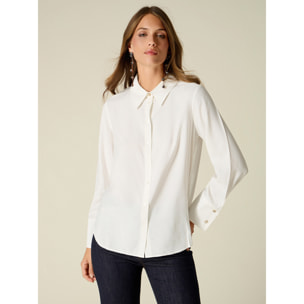 Oltre - Camicia in viscosa con bottoni gioiello - Bianco