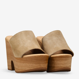 Sandalias destalonadas arena en piel