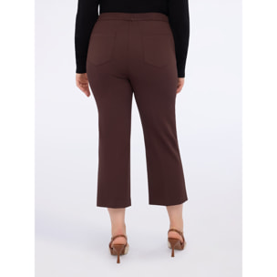 Fiorella Rubino - Pantaloni kick flare in Punto Milano con zip - Marrone