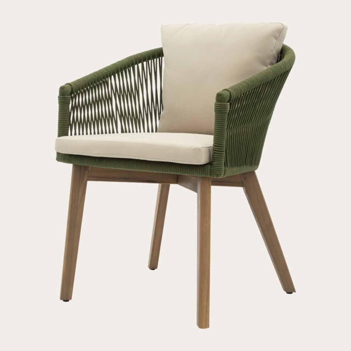 Chaise de jardin Nova -bois massif dacacia, corde et revêtement-couleur vert 60 x 84 x 63 cm