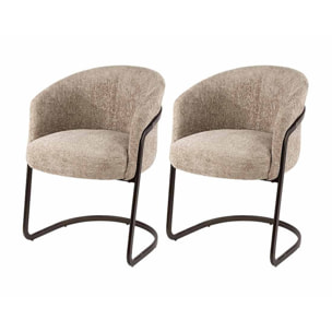 Teo - lot de 2 chaises - pieds en métal - en tissu texturé - Sable