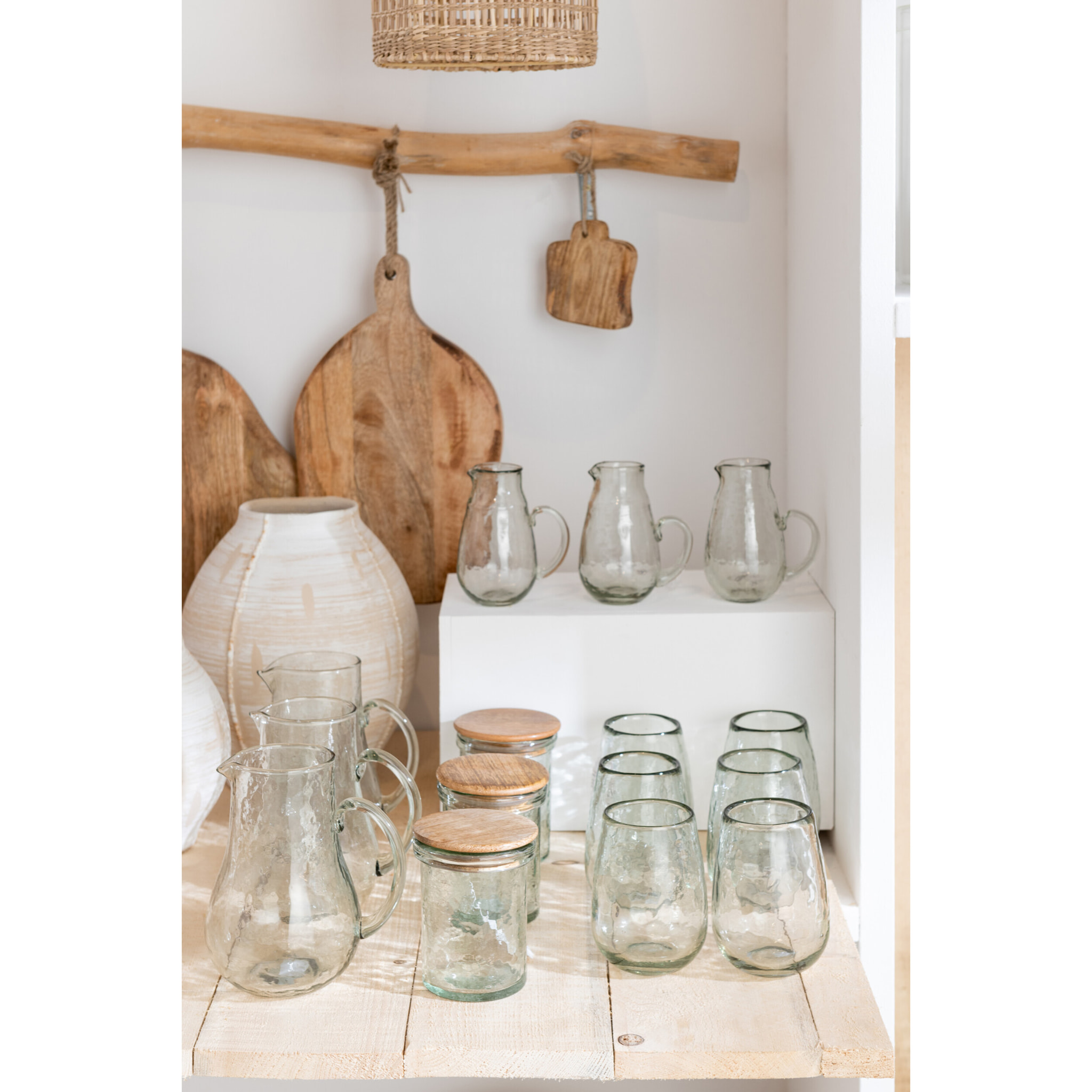 J-Line pot de conservation Couvercle - verre/bois - transparent