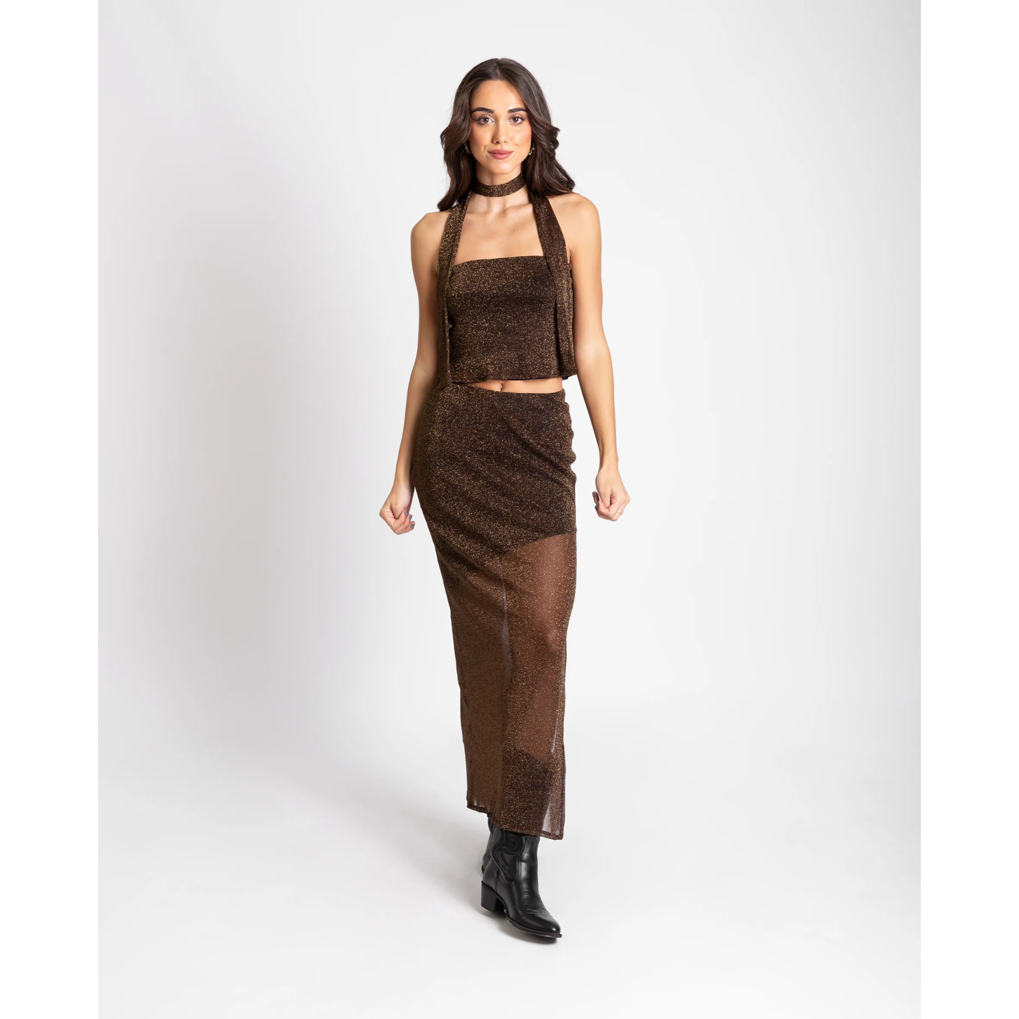 Falda con brillo transparente