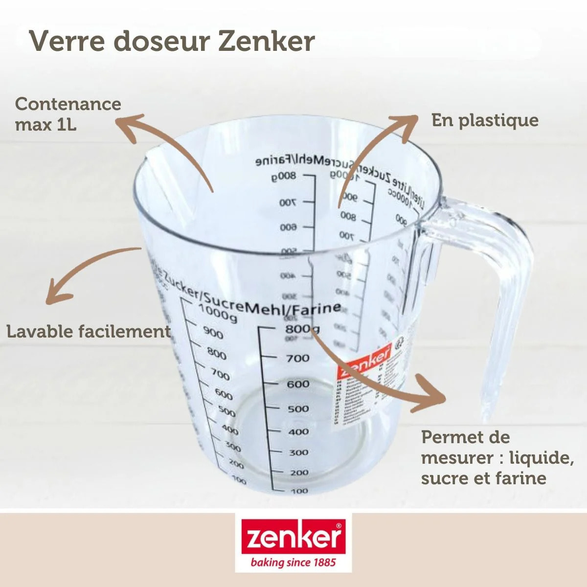 Verre doseur 1 litre Zenker Smart Pastry